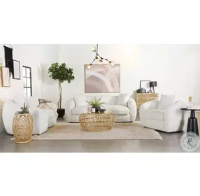 Isabella White Upholstered Living Room Set