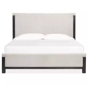 Plum Creek Ravenwood Black and Elite Dove Queen Upholstered Panel Bed