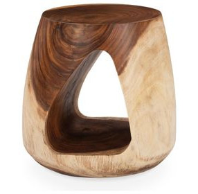 Kana Natural and Beige Round Accent Table