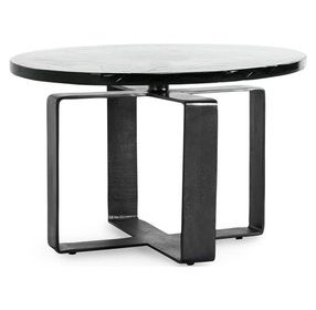 Keith Dark Antique Round Glass Top Coffee Table