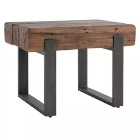 Duarte Rustic Brown and Gray Rectangular End Table