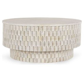 Norwood Coastal White Round Coffee Table