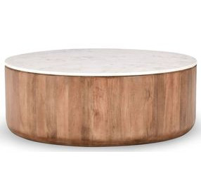 Josie Hickory Brown Round Marble Top Coffee Table