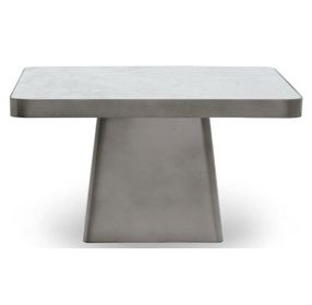 Far White and Slate Gray Square Marble Top Coffee Table