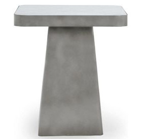 Far White and Slate Gray Square Marble Top End Table