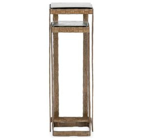 Gillian Gold Square Glass Top Nesting Accent Table Set of 2