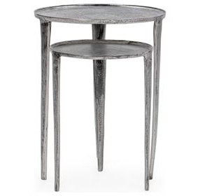 Elinor Antique Nickel Round Nesting Accent Table Set of 2