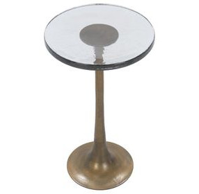 Fabiana Brass Round Glass Top Accent Table