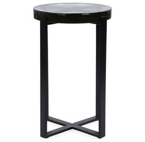 Gallie Black Round Glass Top Accent Table