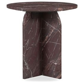 Reilly Merlot Round Marble Top End Table
