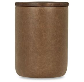 Andra Tan Leather Upholstered Round Accent Table