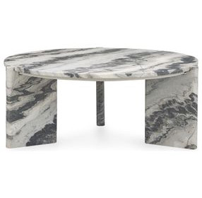 Zora Charcoal Gray Round Marble Top Coffee Table