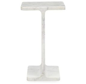 Delaney White Rectangular Marble Top Accent Table
