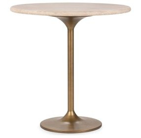 Malani Tan 36" Round Travertine Top Counter Height Table