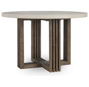 Aspen Distressed Brown and Weathered Chalk 47" Round Concrete Top Dining Table