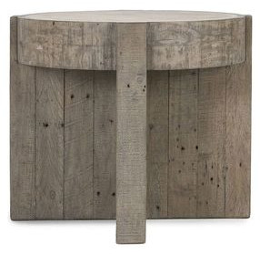 Sonoma Antique White and Distressed Gray Round Concrete Top End Table