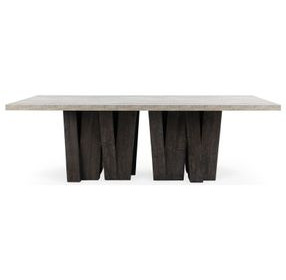 Simone Olive Brown and Antique Gray 94" Rectangular Concrete Top Dining Table