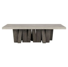 Simone Olive Brown and Antique Gray Rectangular Concrete Top Coffee Table