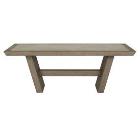 Efron Distressed Gray and Antique White 84" Rectangular Concrete Top Dining Table