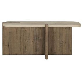 Dillon Natural and Antique White Rectangular Concrete Top Console Table