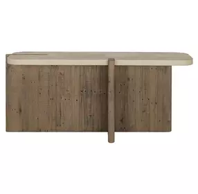 Dillon Natural and Antique White Rectangular Concrete Top Console Table