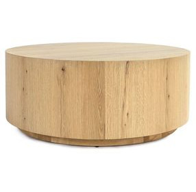 Layne True Natural Round Coffee Table with Casters