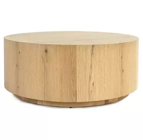 Layne True Natural Round Coffee Table with Casters