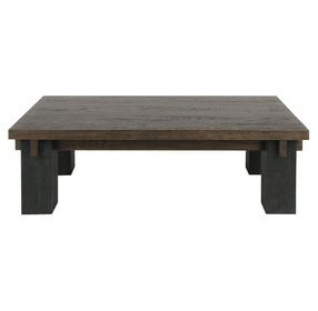Duncan Suede Brown and Carbon Black Rectangular Coffee Table