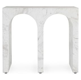 Marmo Ivory and Gray Rectangular Outdoor Concrete Top End Table