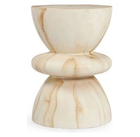 Leva Beige Round Outdoor Concrete Top End Table