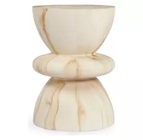 Leva Beige Round Outdoor Concrete Top End Table