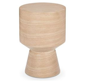 Terrace Beige Round Outdoor Concrete Top Accent Table