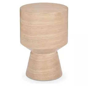 Terrace Beige Round Outdoor Concrete Top Accent Table
