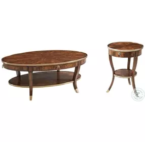Around in Circles Ramsey Mahogany 52" Oval Occasional Table Set
