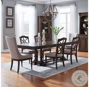 Arden Road Satin Cherry Trestle Extendable Dining Room Set