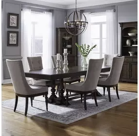 Arden Road Satin Cherry and Cream 7 Piece Extendable Dining Set
