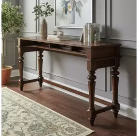 Arden Road Satin Cherry Rectangular Console Bar Table with USB Charging