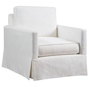 Beach Club White Upholstered Club Swivel Chair