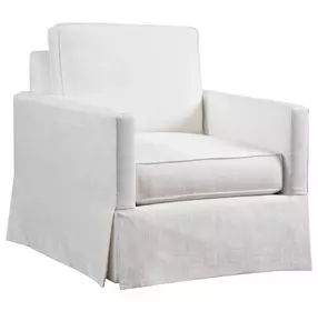 Beach Club White Upholstered Club Swivel Chair