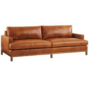 Horizon Caramel 88" Leather Upholstered Sofa