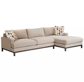 Horizon Beige and Brown 110" Leather Upholstered LAF Sectional