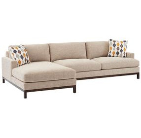 Horizon Beige and Brown 110" Leather Upholstered RAF Sectional