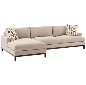Horizon Beige and Brown 110" Leather Upholstered RAF Sectional
