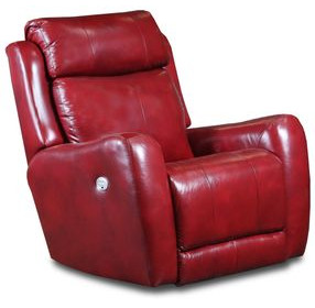 View Point Crimson Leather Rocker Power Recliner with USB Charging