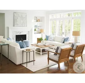 Laguna Linen White Temple Square Occasional Table Set by Barclay Butera