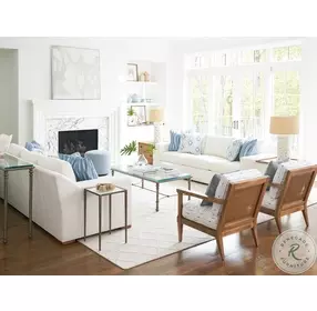 Laguna Textured Brass Bluff Metal And Glass Occasional Table Set by Barclay Butera