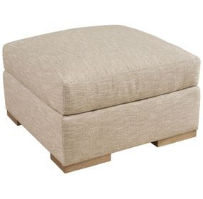 Shaws Cove Beige Upholstered Square Bumper Ottoman by Barclay Butera