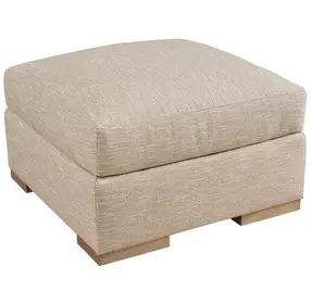 Shaws Cove Beige Upholstered Square Bumper Ottoman by Barclay Butera