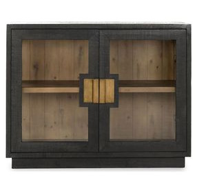 Larson Carbon Black 2 Glass Door Accent Cabinet
