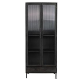 Nore Black 2 Glass Door Display Cabinet